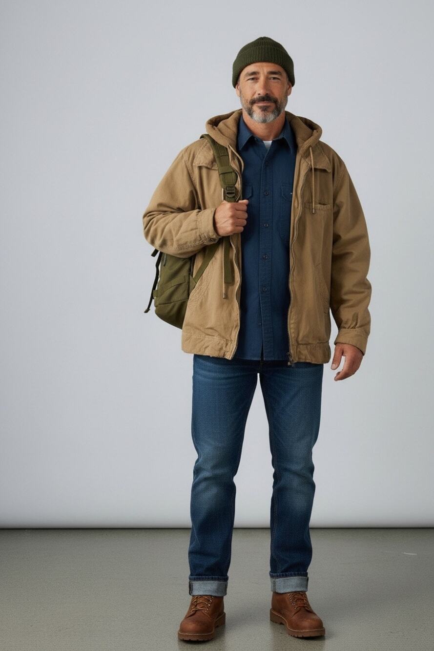 Columbia Hooded Utility Field Jacket Men's Outdoor Streetwear Gorpcore Tan 2XL